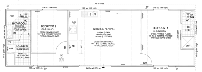 Two Bedroom Plan for Transportable Unit