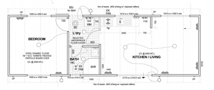 I bedroom Plan for Transportable Unit